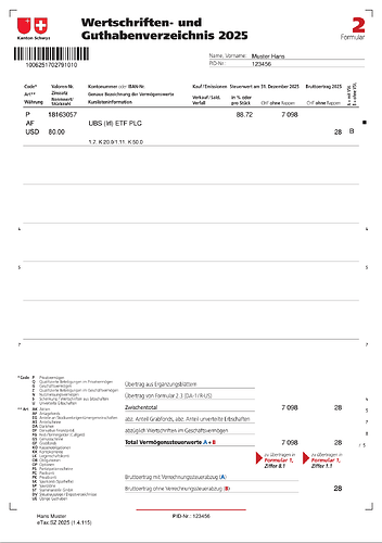 Example with one ETF with two buy transactions