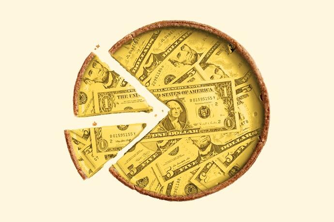 Pie chart made of U.S. dollar bills.